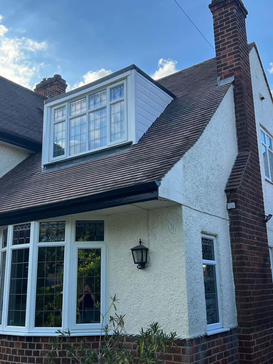 This is a photo of a dormer window which has just had some repairs carried out where the roof and the dormer meet. Works carried out by Whiteley Roofing Repairs